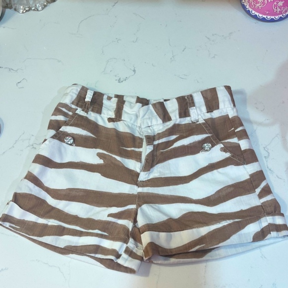 Gymboree Brown and White Zebra Print Kids Shorts (Size 8)